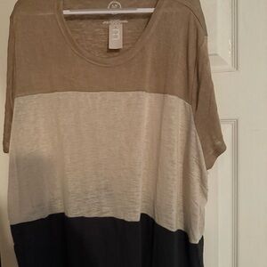 Maurices Tan, Cream, and Black Colorblock Tee